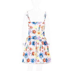Flower Contrast Print Backless Ruched Sweetheart Neck Cami Dress - Final Sale