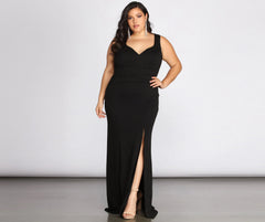 Plus Kaitlyn Formal Charming High Slit Dress