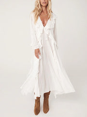 New Vintage Lace Charming Lantern Sleeve Robe Dress