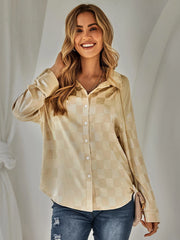 Fashion Cardigan Slim Check Shirt Top