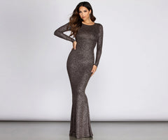 Neann Open Stylish Back Glitter Dress