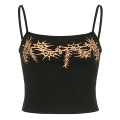 Abstract Contrast Backless Square Neck Cami Top