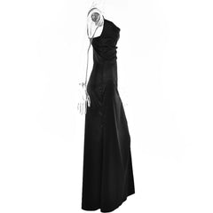 Solid Sleeveless Cowl Neck Slit Ruched Backless Cami Maxi Dress
