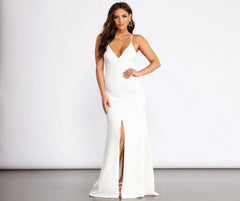 Jenetta Front Stylish Slit Crepe Dress
