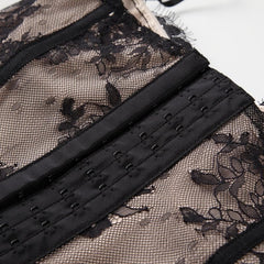 Padded Contrast Eyelash Lace Hem Button Cami Top