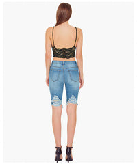Three-Dimensional Embroidered Slim Stretch Jeans