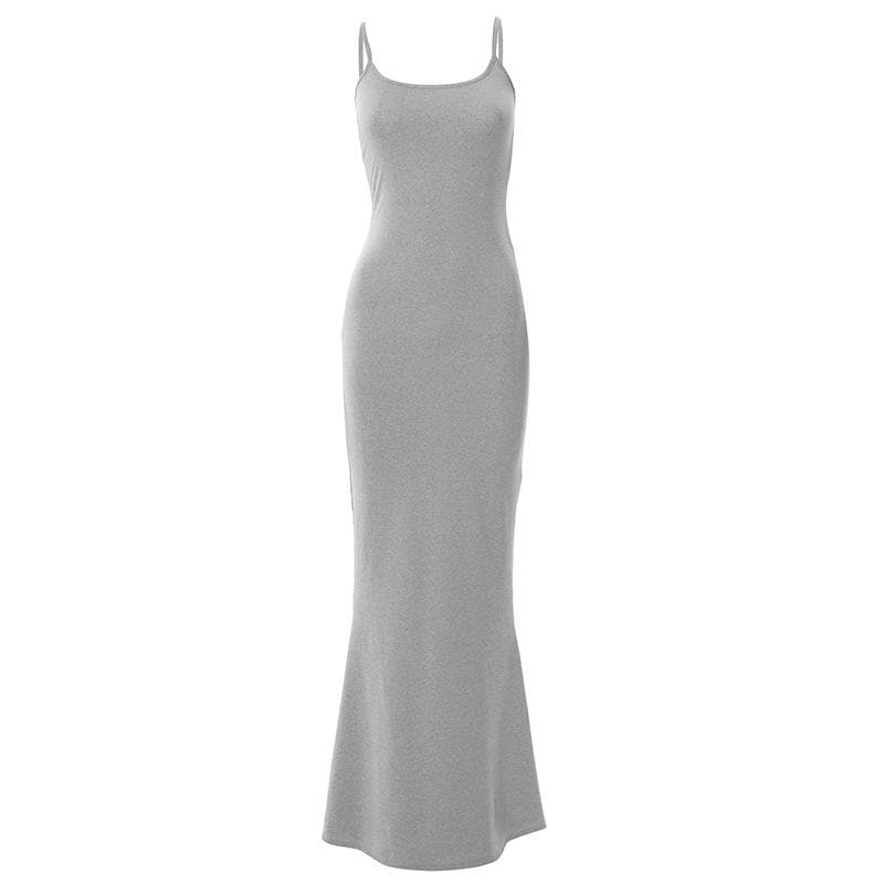 Sleeveless Solid Square Neck Mermaid Hem Cami Maxi Dress