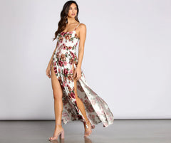 Fab In Floral Charming Brushed Knit Maxi Dress