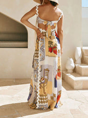Spaghetti Strap Stylish Printed Maxi Dress