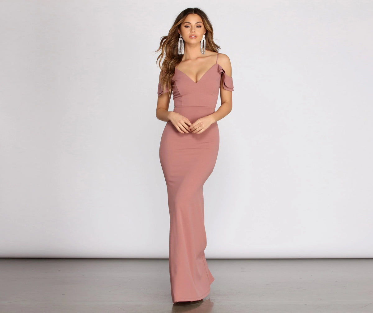 Reese Double Ruffle Charming Off Shoulder Mermaid Dress