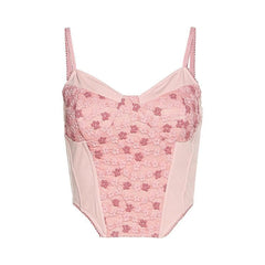 Floral Embroidered Patchwork Cami Corset Top - Final Sale