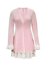 V Neck Ruffle Fake Two-Piece Dress