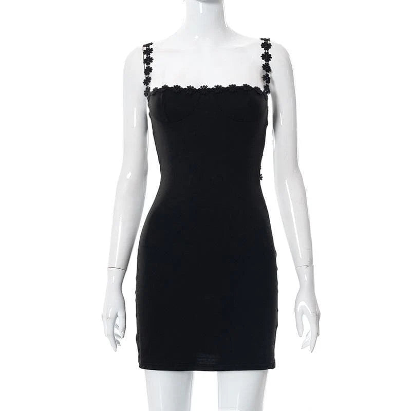 Floral Strap Square Neck Dress