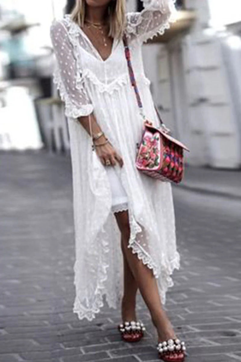 Fashion Casual Solid See-Through V Neck Princess Dresses���Without Strap���(4 Colors)���