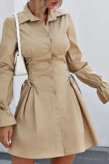 Petal Sleeves Bandage Slimming Shirt Dress