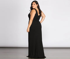 Plus Kaitlyn Formal Charming High Slit Dress
