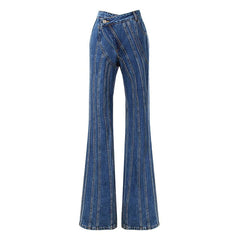 Asymmetrical Spliced Oblique Waist Placket Trousers New Loose Fit Pants Women Fashion Tide Spring Autumn