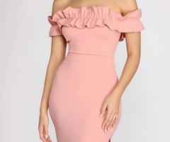 Colleen Ruffle Off Charming Shoulder Crepe Dress