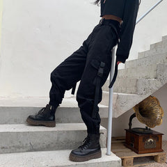 Spring Outfits Trends Big Pockets Cargo Pants Women Elastic High Waist Loose Streetwear Summer Pant Baggy Tactical Trouser Hip Hop Joggers Pants