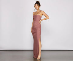 Quinn Ruched High Charming Slit Formal Dress