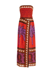 Unique Palm Tree Charming Floral Off-Shoulder Midi Dress