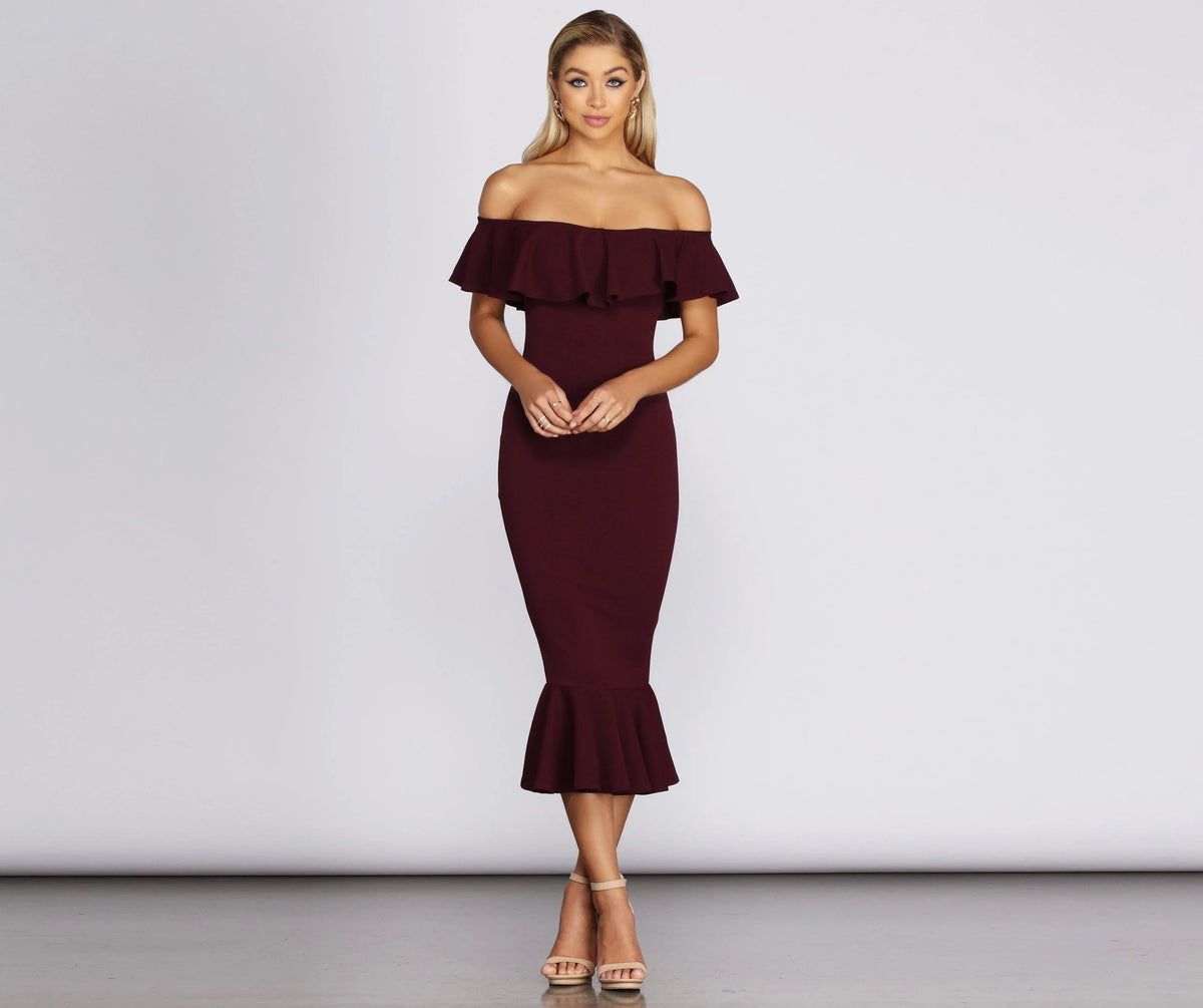 Ready And Stylish Ruffled Midi Dress