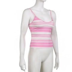 Striped Contrast V Neck Backless Cami Top