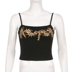 Abstract Contrast Backless Square Neck Cami Top