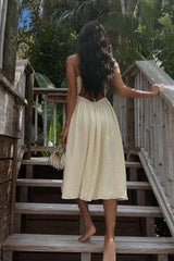 Beige Chest Wrap Summer Dress