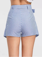 Trendy Belted Striped Skorts With Pockets