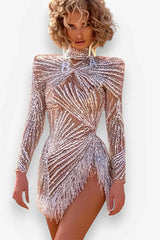 Sprinkled With Gold And Silver Tassel Dress