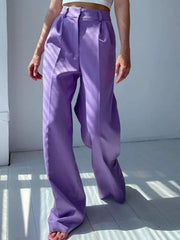 Outfits Trends New Spring Summer Women'S Casual Straight Classic Green Black Rose Red High Waist Pants Korean Wide Leg Trousers For Women