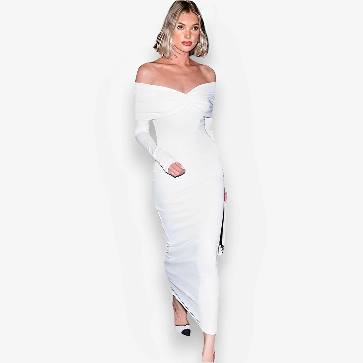 One-Line Collar Banquet Evening Dress