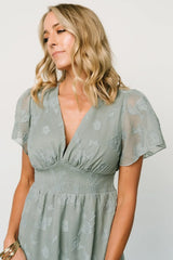 June Smocked Midi Dress | Eucalyptus