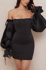 Bell Sleeve Off-The-Shoulder Mini Dress