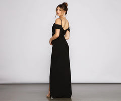 Eva Off-The-Shoulder Stylish Wrap-Front Formal Dress