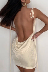 Tie-Straps Cowl Back Mini Dress