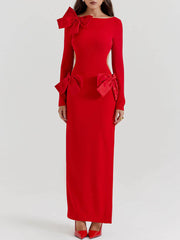 Red Bow Stylish Maxi Dress