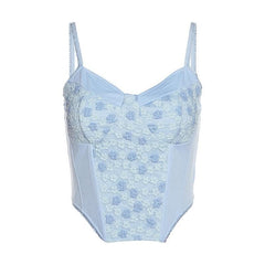 Floral Embroidered Patchwork Cami Corset Top - Final Sale