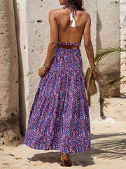 Lace Spliced Floral Charming Holiday Style Suspender Dress