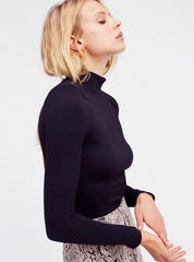 Tops Street Knitted Solid Back Ladies T-Shirt
