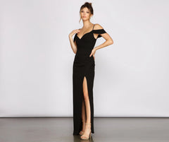 Eva Off-The-Shoulder Stylish Wrap-Front Formal Dress