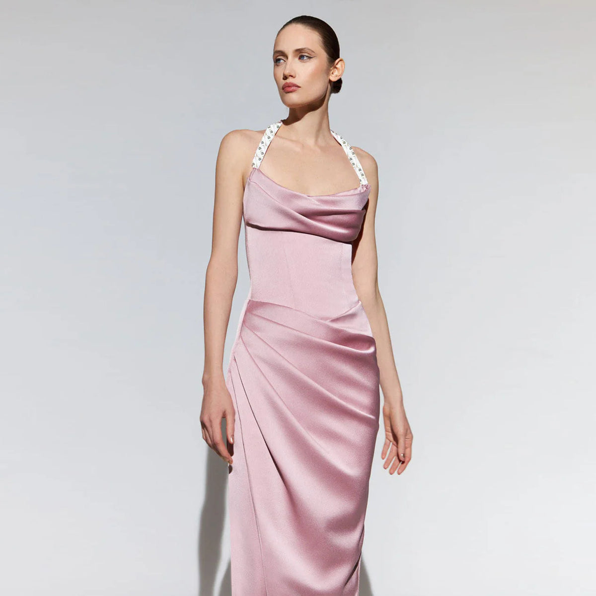 Ella Cowl Stylish Neck Satin Dress