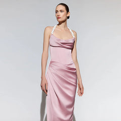 Ella Cowl Stylish Neck Satin Dress