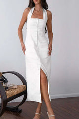 Halter Neck Backless Long Dress