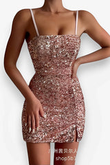 Suspender Sequined Mini Dress