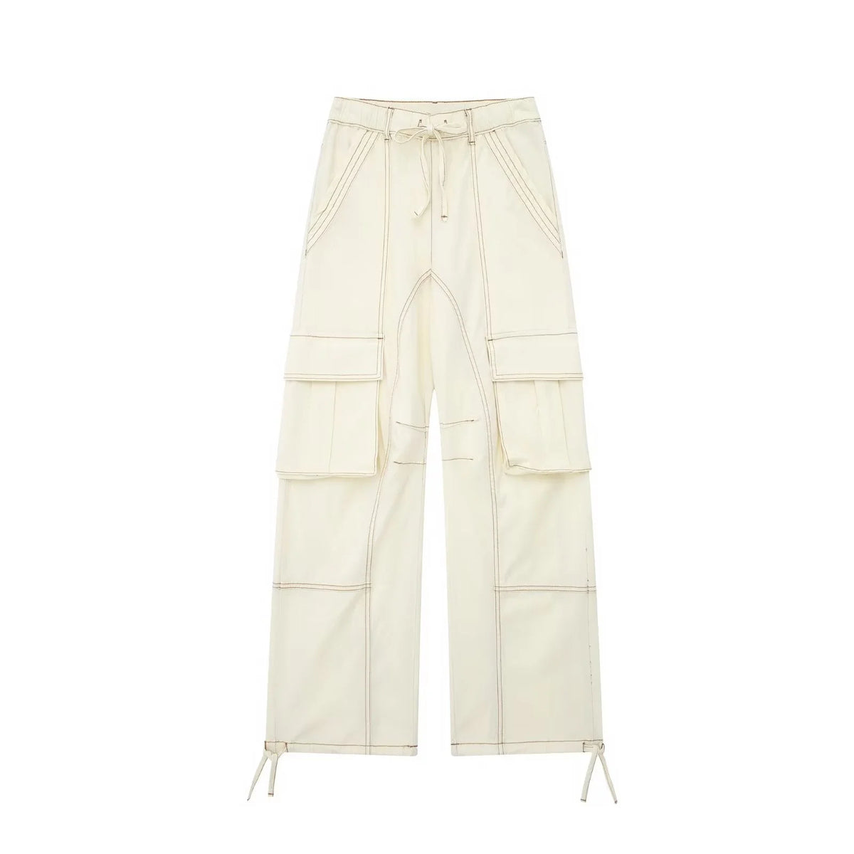 2024 Cargo Pants For Women Beige Wide Leg Pants Women Summer High Waist Woman Trousers Holiday Casual Baggy Pants Woman