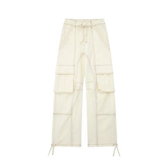 2024 Cargo Pants For Women Beige Wide Leg Pants Women Summer High Waist Woman Trousers Holiday Casual Baggy Pants Woman