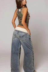 Y2K Hip-Hop Stitching Retro Wide-Leg Jeans