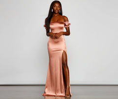 Capri Formal High Charming Slit Satin Dress